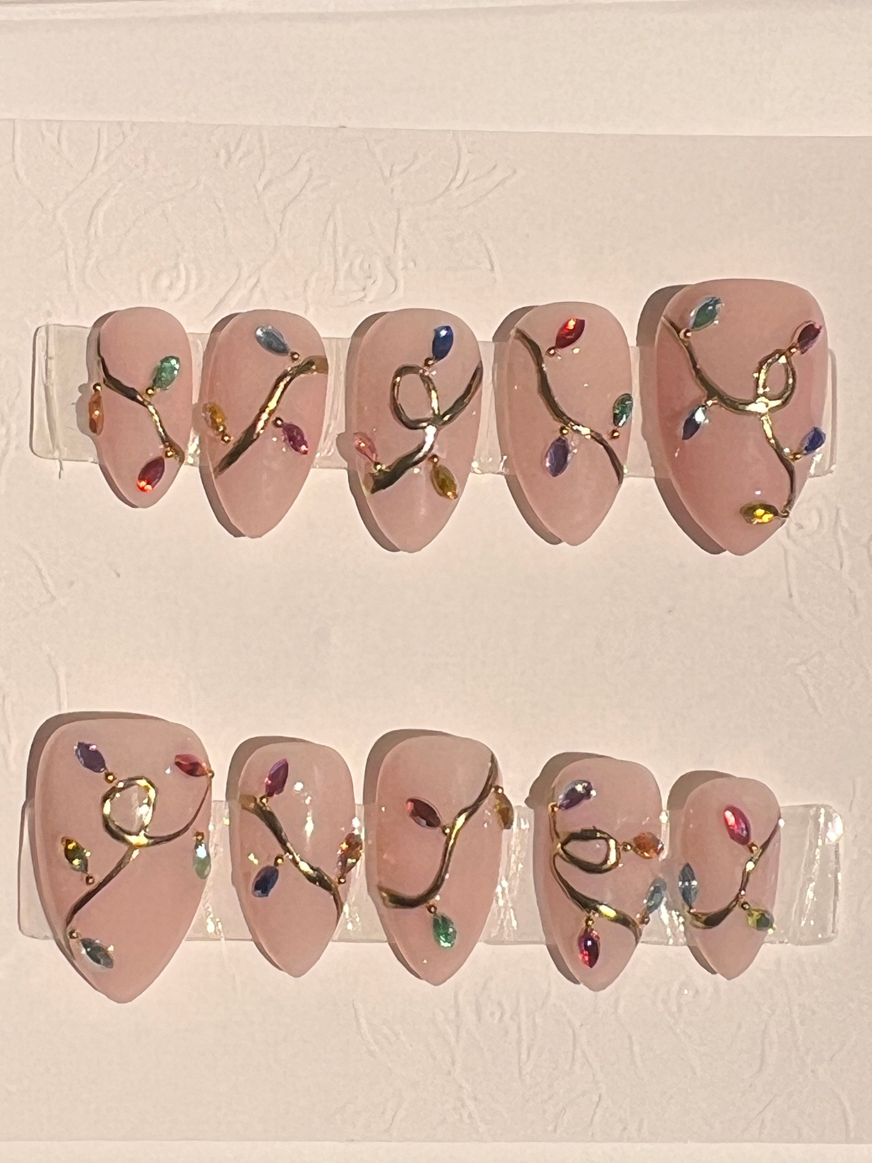 Christmas Lights 3D Press On Nails